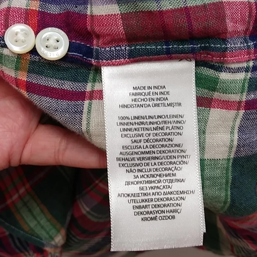 Polo Ralph Lauren Linen Plaid Long Sleeve‎ Shirt